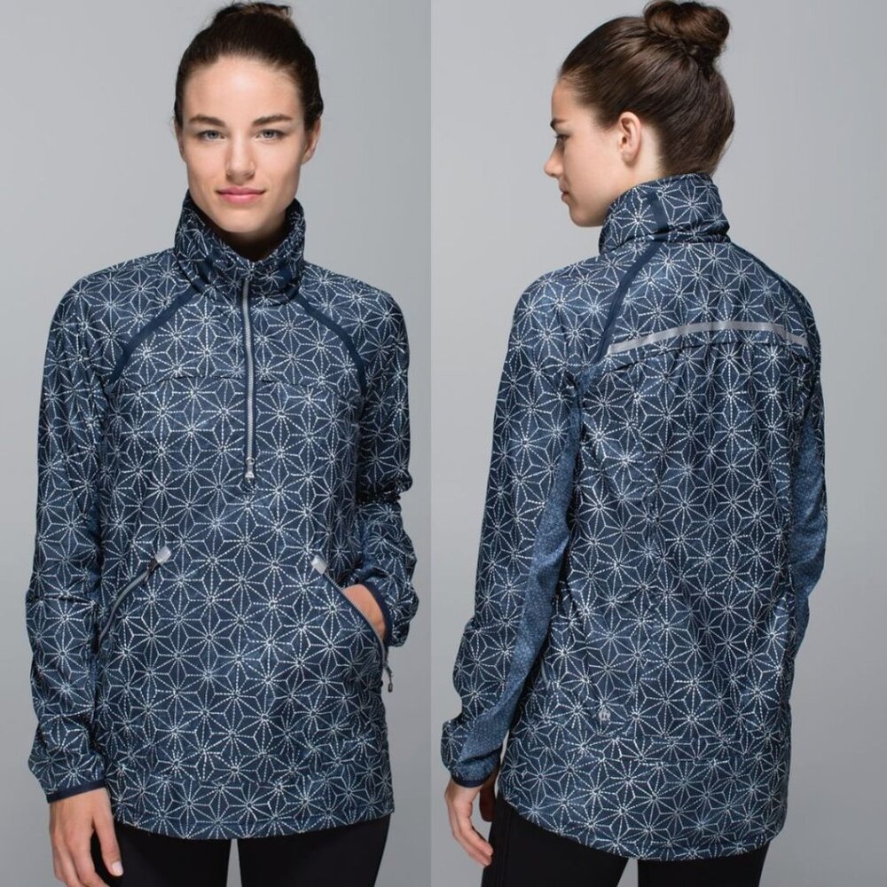 Lululemon Miss Misty II Rain Jacket Sashiko Star Inkwell Pullover Jacket Size 2